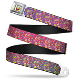 SpongeBob Open Mouth Smile Full Color Seatbelt Belt - Mini SpongeBob & Friends/Sea Creatures/Food Scattered Ombre Multi Color Webbing