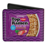 Bi-Fold Wallet - Top Ramen Vivid Beef + Hot & Spicy Beef Packages Noodle Wave Red Purple Black