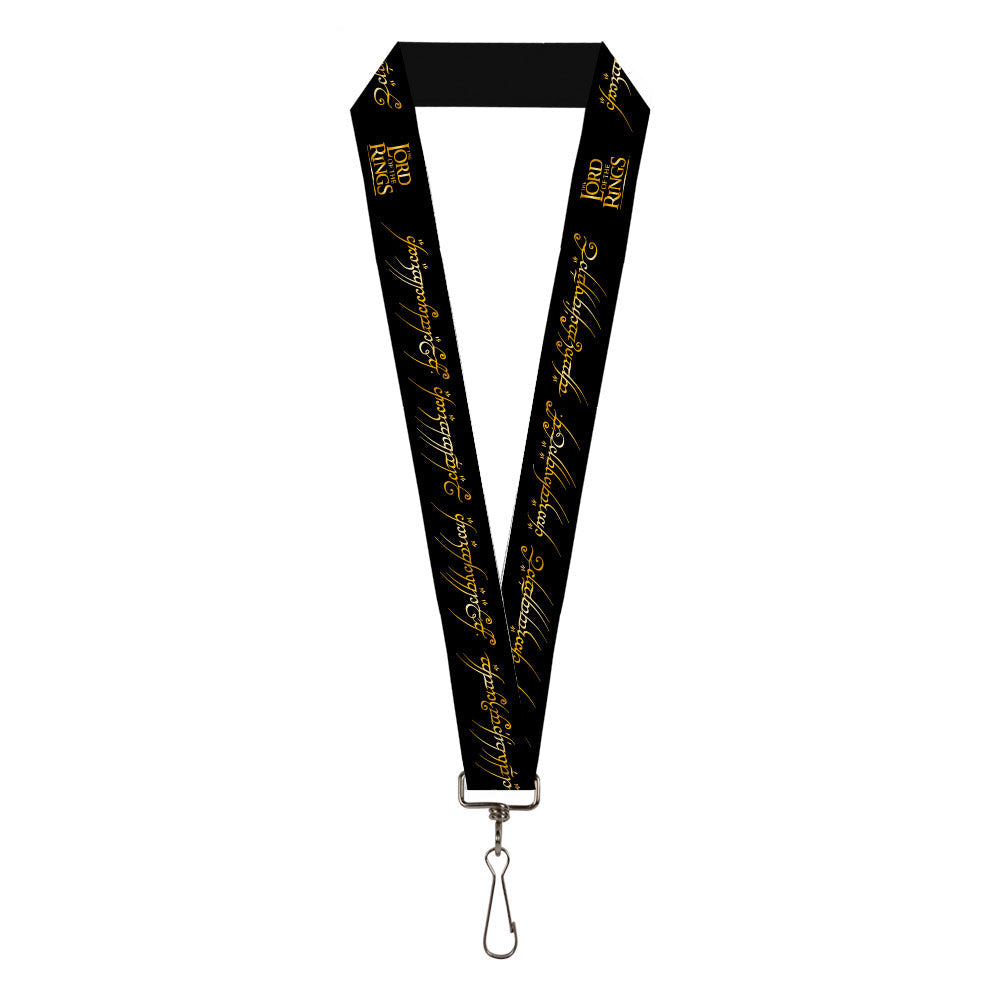 Lanyard - 1.0" - THE LORD OF THE RINGS One Ring Inscription Black Gold