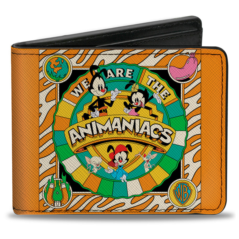 Bi-Fold Wallet - Animaniacs WE ARE THE ANIMANIACS Group Pose Orange White