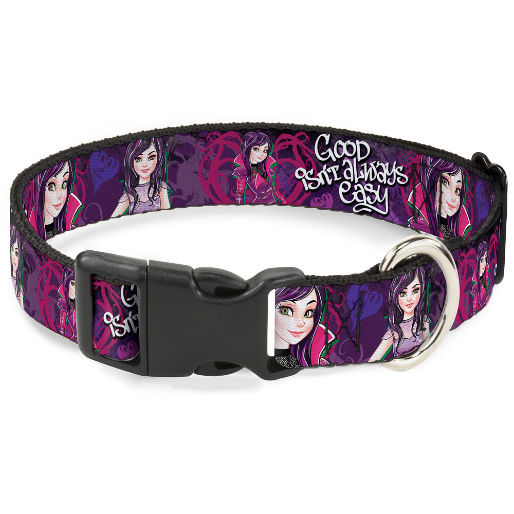 Plastic Clip Collar - Descendants Mal 3-Poses GOOD ISN'T ALWAYS/Hearts/Dragons EASY Purples/Pinks