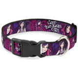 Plastic Clip Collar - Descendants Mal 3-Poses GOOD ISN'T ALWAYS/Hearts/Dragons EASY Purples/Pinks