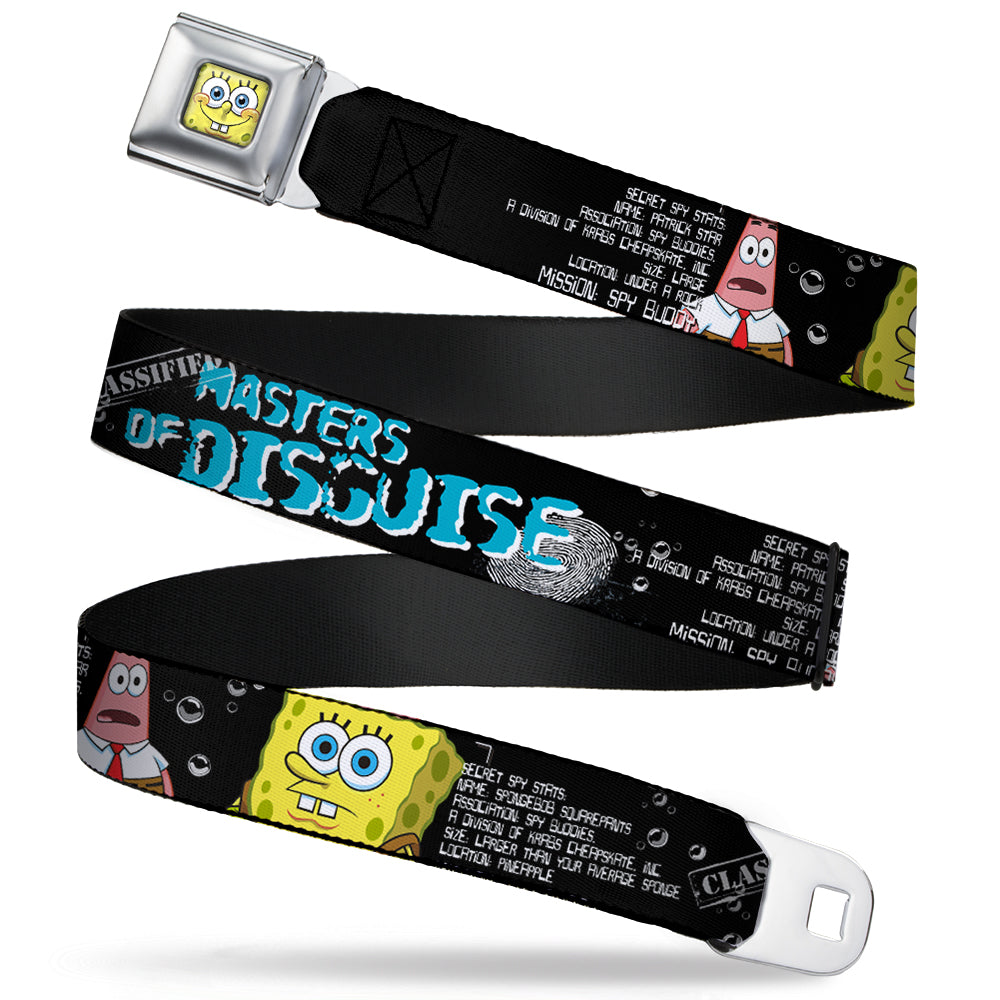 SpongeBob 3-D Face CLOSE-UP Full Color Seatbelt Belt - SpongeBob & Patrick Starfish/Spy Profile MASTERS OF DISGUISE Webbing