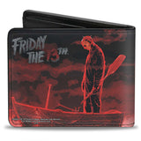 Bi-Fold Wallet - FRIDAY THE 13th Jason Boat Murder Black Reds White