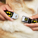 Batman Full Color Black Yellow Seatbelt Buckle Collar - Batman Shield Black/Yellow