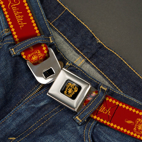 Gryffindor Crest Full Color Black/Gold Seatbelt Belt - TEAM QUIDDITCH/GRYFFINDOR Crest Red/Gold Webbing