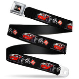 Cars 3 Race Flags Full Color Black White Red Seatbelt Belt - Cars 3 Lightning McQueen Caricature/Race Flags Black/White/Red Webbing