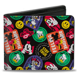 Bi-Fold Wallet - Disney The Sensational Expression Badges Black Multi Color