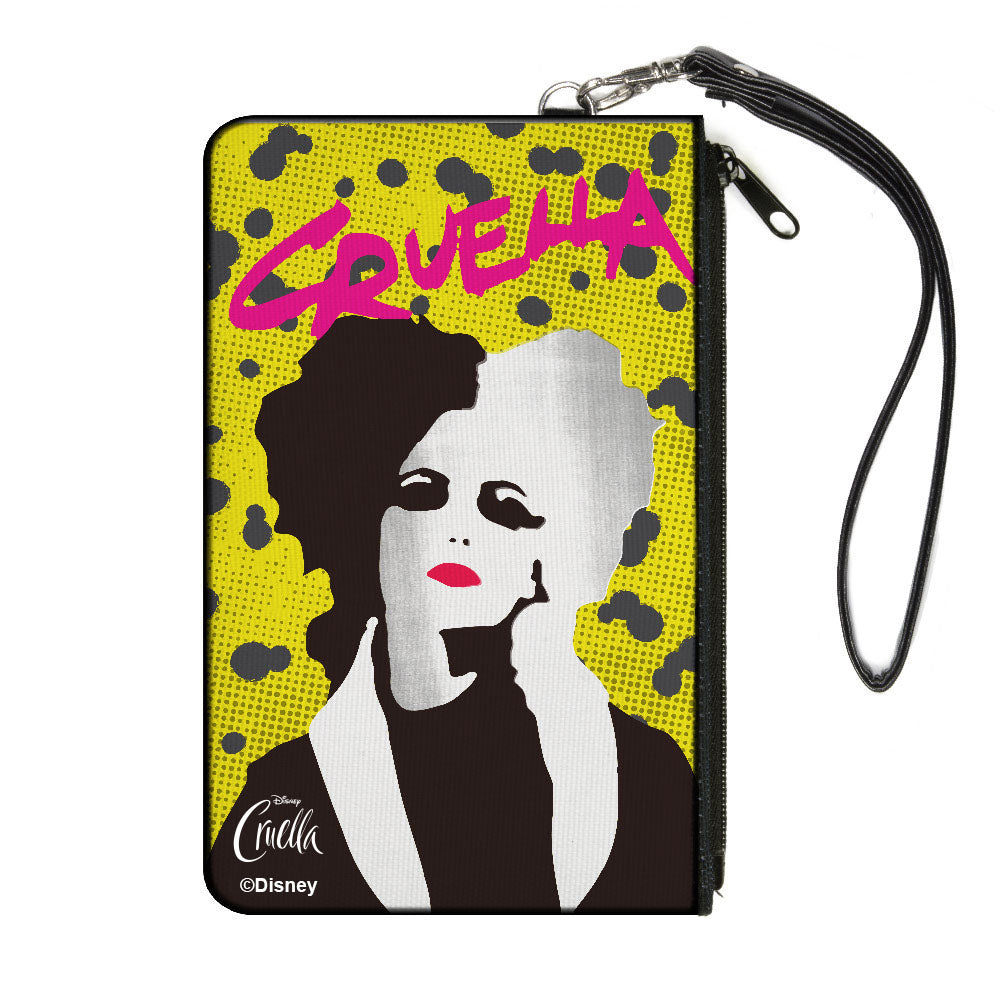 Canvas Zipper Wallet - SMALL - CRUELLA Cruell World Pose Halftone Yellow Gray Pink