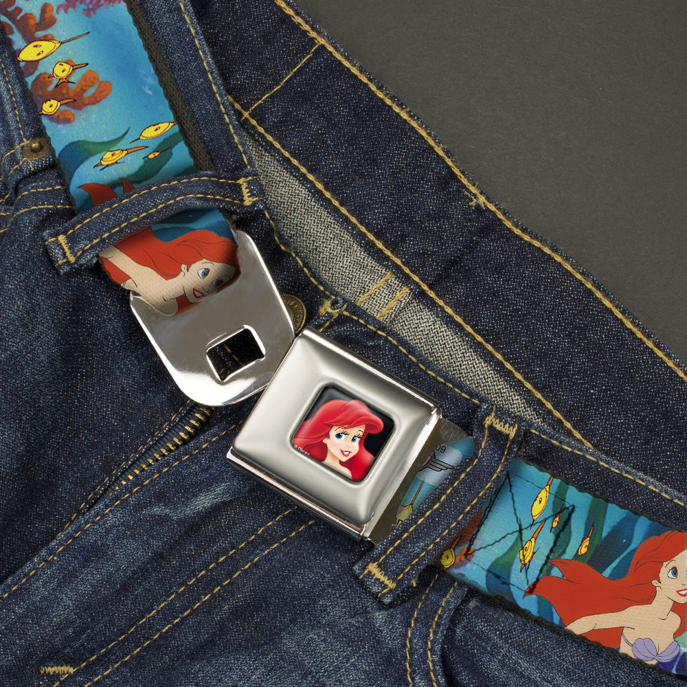 Ariel CLOSE-UP Full Color Seatbelt Belt - Ariel, Sebastian & Flounder Scene Webbing