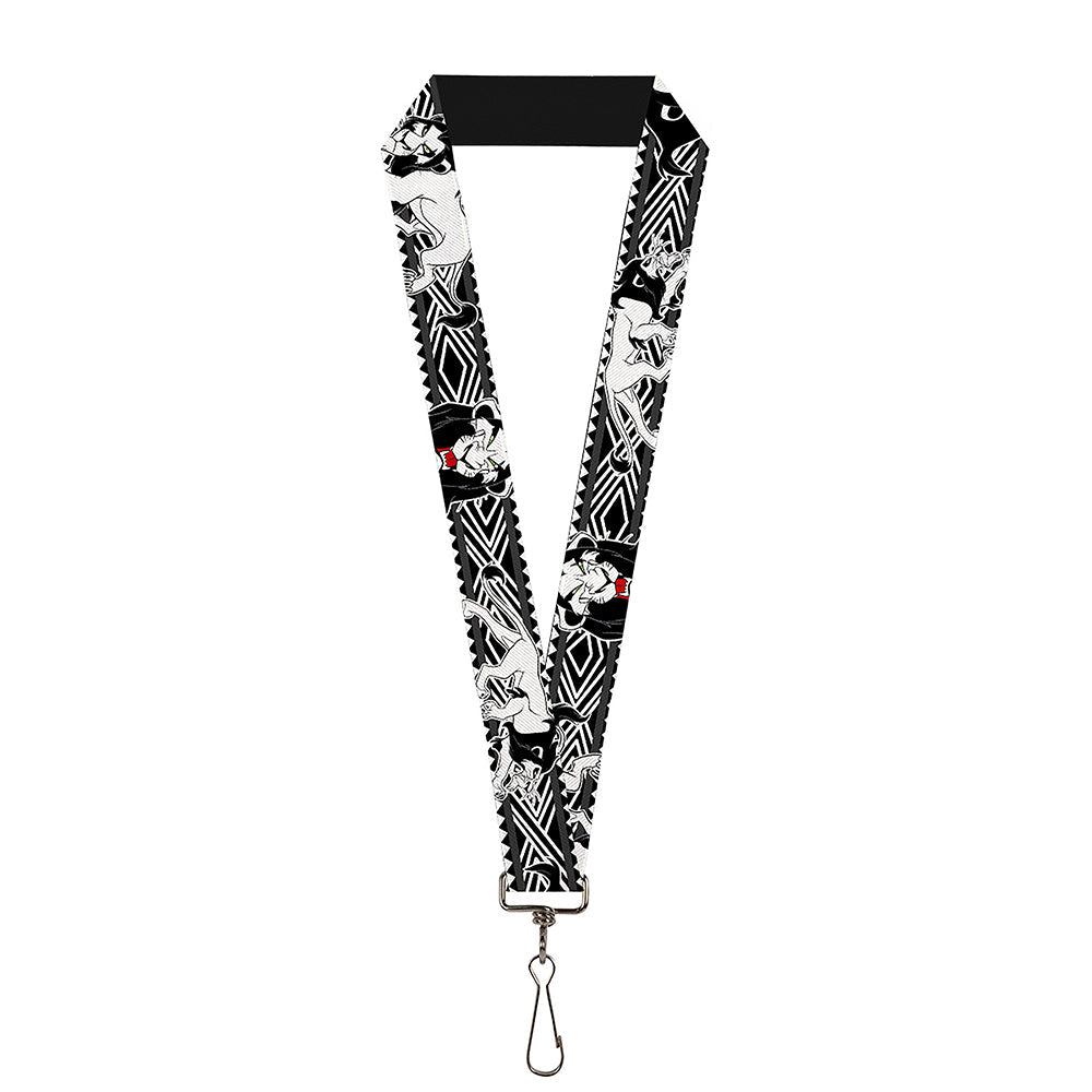 Lanyard - 1.0" - Lion King Scar Poses White Black