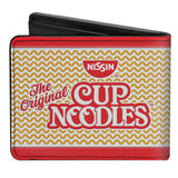 Bi-Fold Wallet - THE ORIGINAL CUP NOODLES Logo Noodle Wave Stripe Red White Orange Red