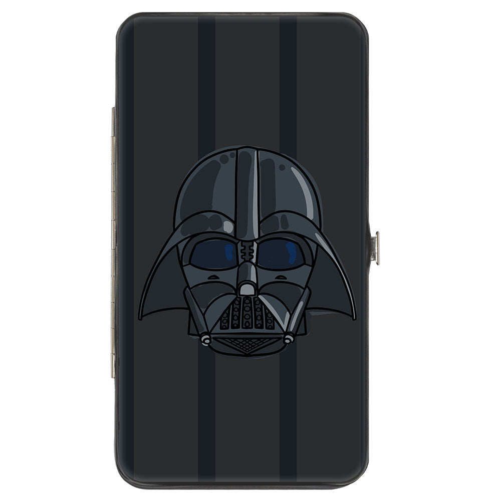 Hinged Wallet - Star Wars Darth Vader Face + Chest Panel Buttons2 Black Grays Reds Greens