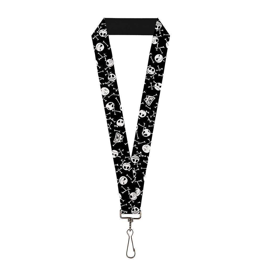 Lanyard - 1.0" - Jack Expressions Bones Scattered Black White