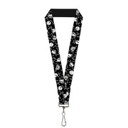 Lanyard - 1.0" - Jack Expressions Bones Scattered Black White