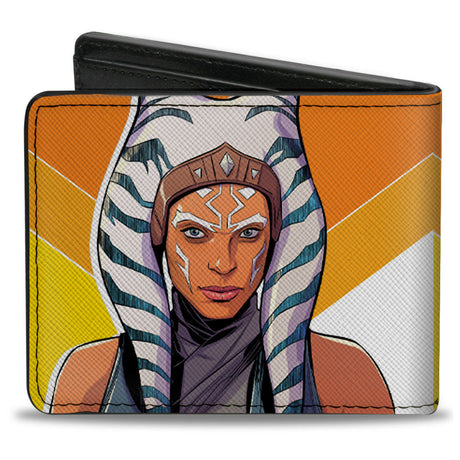 Bi-Fold Wallet - Star Wars The Mandalorian Ahsoka Tano Diamond Pose CLOSE-UP Oranges Yellow White