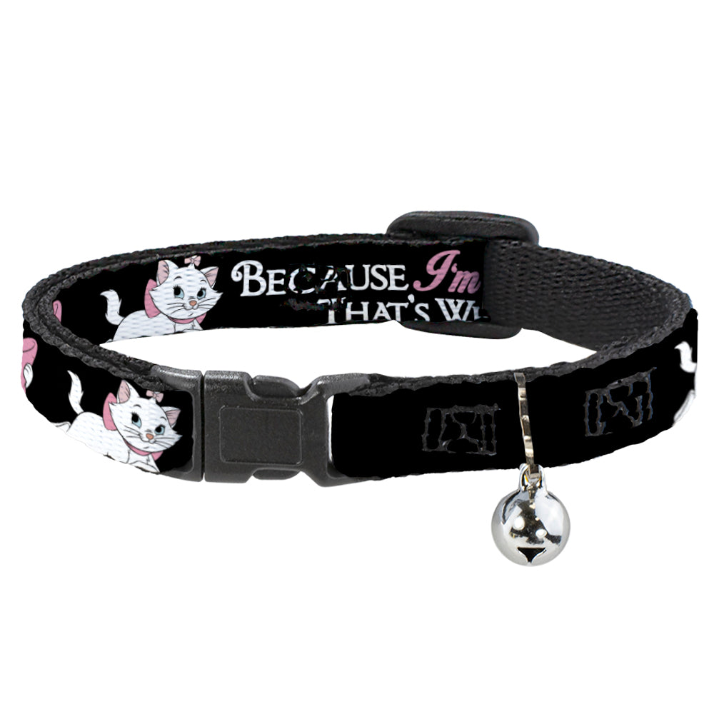 Cat Collar Breakaway - Aristocats Marie 3-Poses BECAUSE I'M A LADY THAT'S WHY Black White Pink