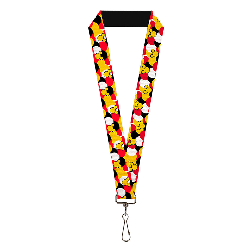 Lanyard - 1.0" - Mickey Mouse Head Silhouette Scattered Dots Red White Black Yellow