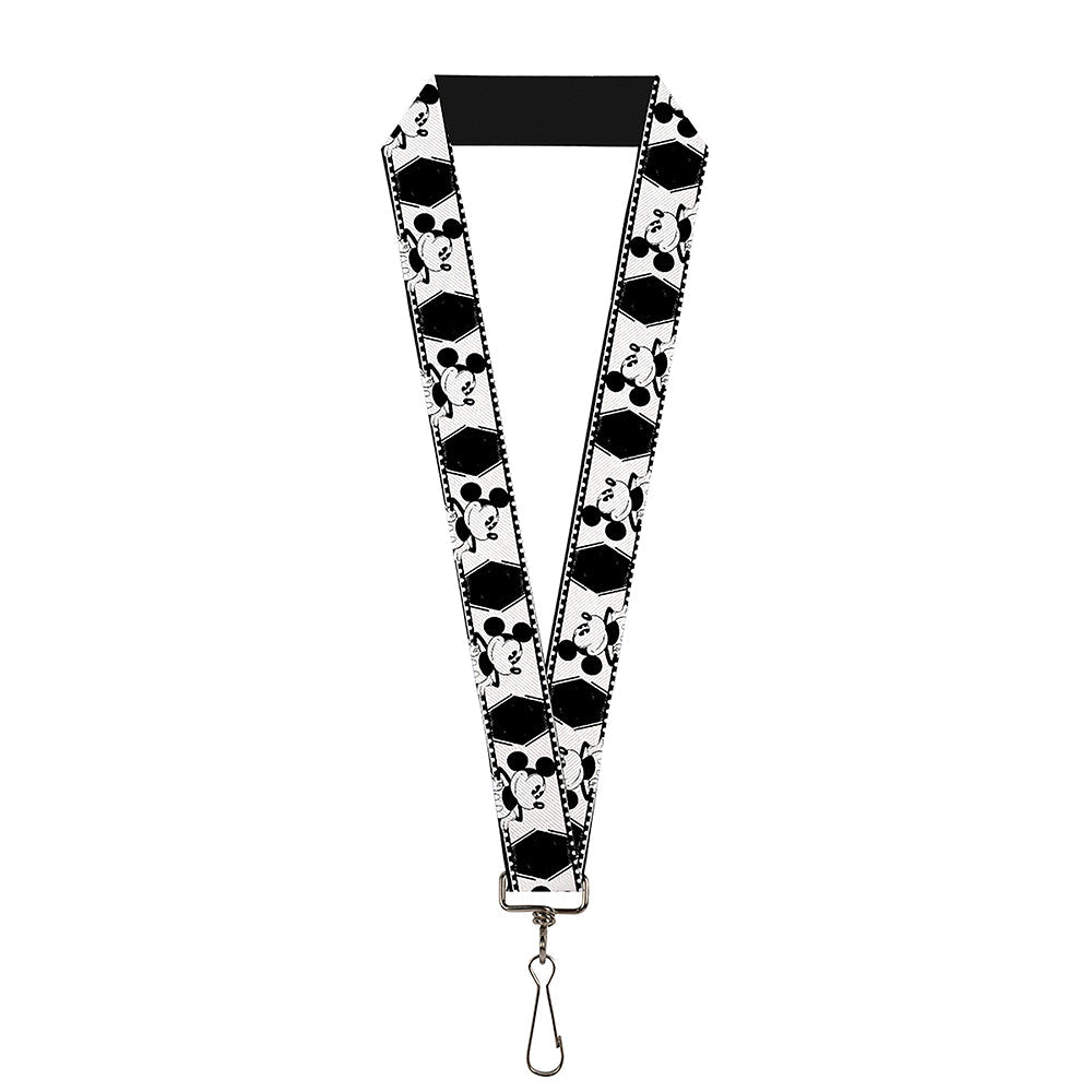 Lanyard - 1.0" - Mickey Standing Pose Film Strip White Black