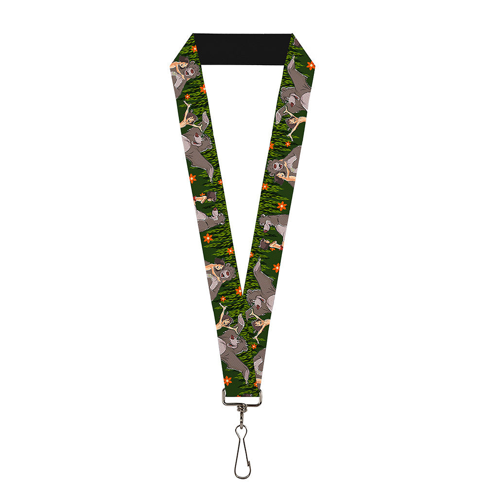 Lanyard - 1.0" - Mowgli & Baloo 3-Poses Leaves Flowers Greens Orange