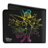 Bi-Fold Wallet - Electric Tinker Bell Sassy Pose Black Multi Neon