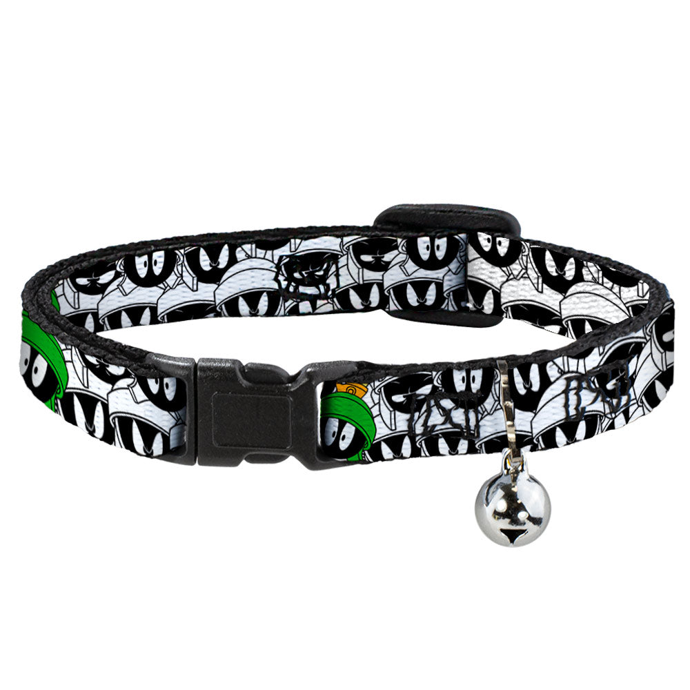 Cat Collar Breakaway - Marvin the Martian Expressions Stacked White Black Green Gold