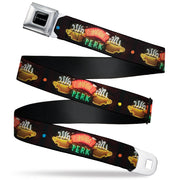 FRIENDS Logo Full Color Black/White/Multi Color Seatbelt Belt - Friends CENTRAL PERK Neon Sign Webbing