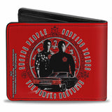 Bi-Fold Wallet - Supernatural Sam & Dean Pose Impala Symbols SAVING PEOPLE-HUNTING THINGS-THE FAMILY BUSINESS Red Grays Black