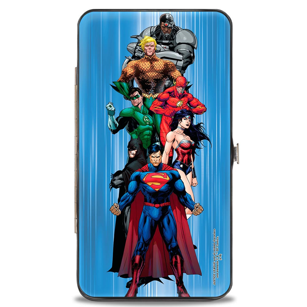 Hinged Wallet - The New 52 Justice League 7-Superhero Group Pose Streak Blues