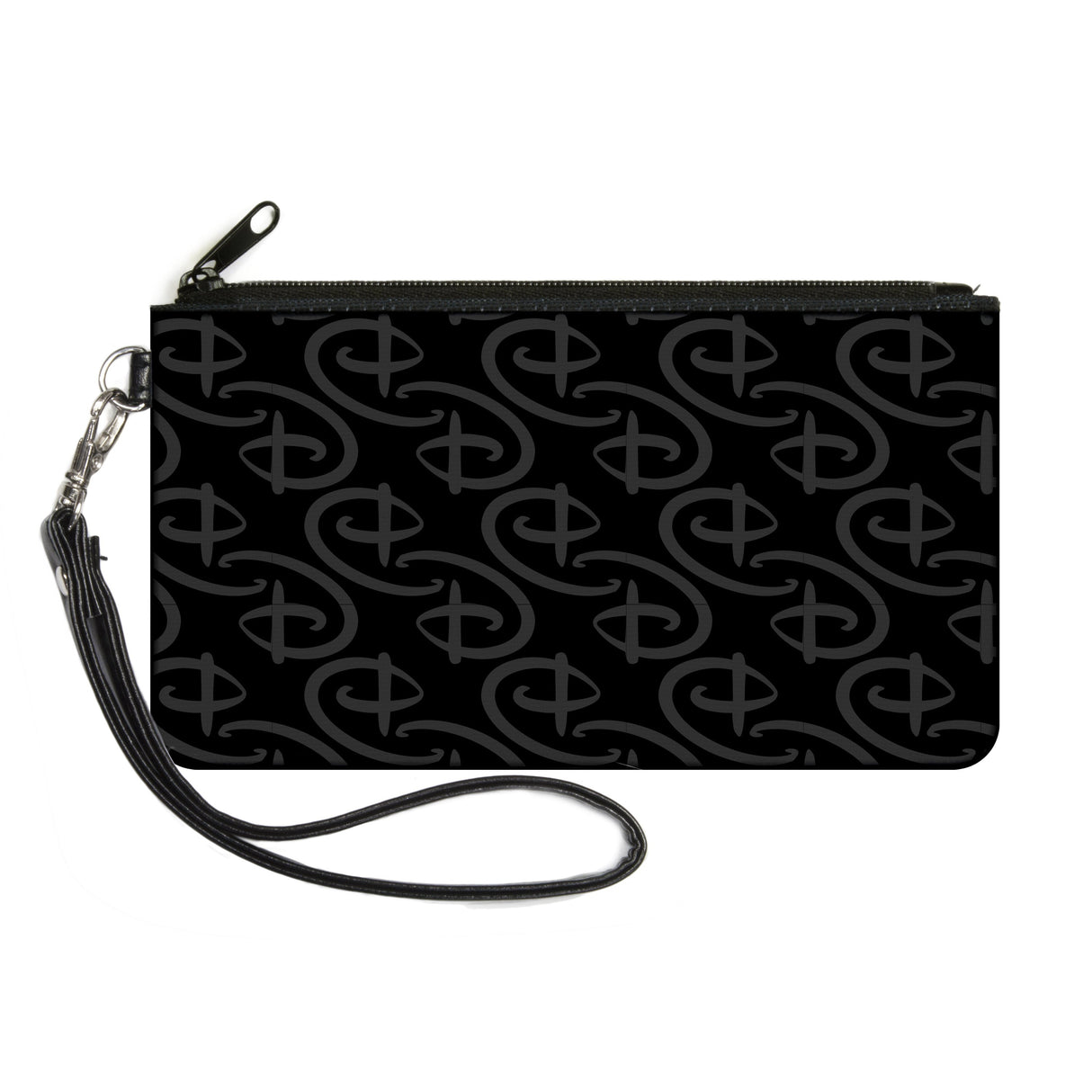 Canvas Zipper Wallet - LARGE - Disney Signature D Logo Monogram Black Gray