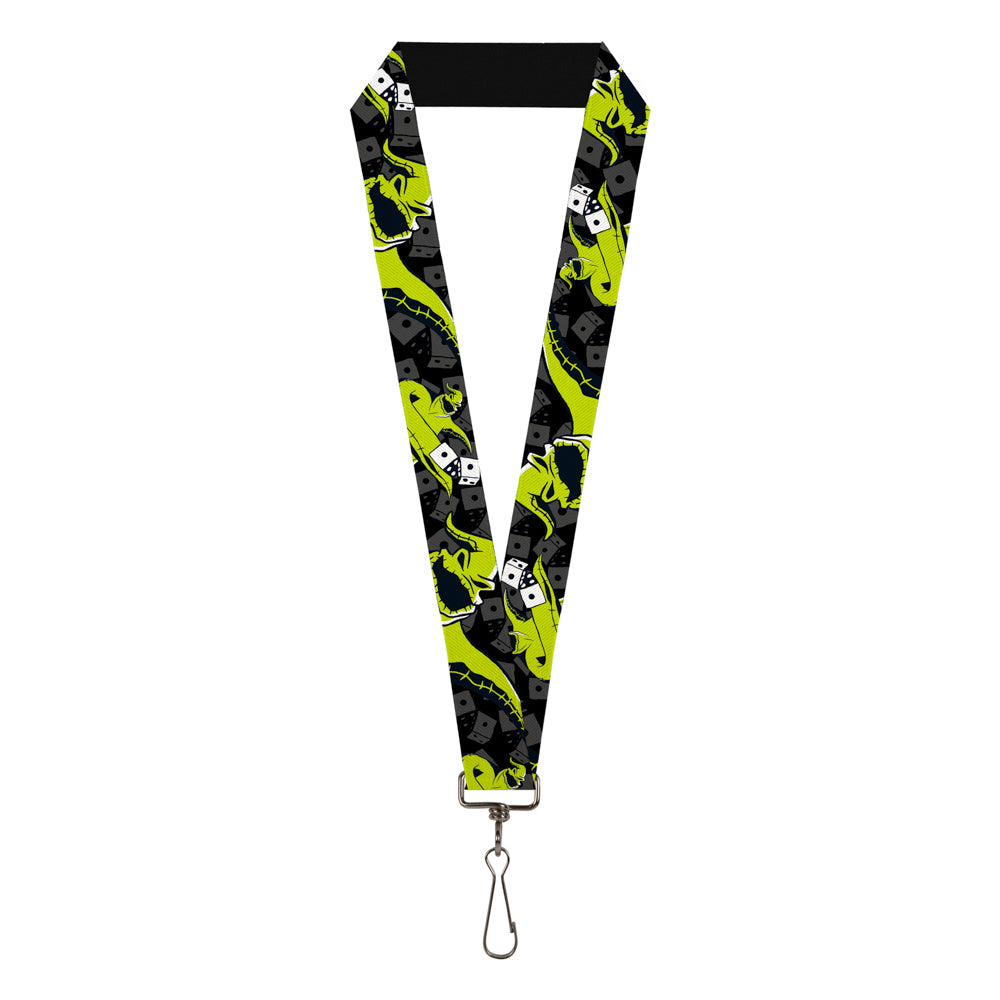 Lanyard - 1.0" - Oogie Boogie Rolling Dice Pose Dice Scattered Black Grays Lime Green