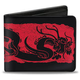 Bi-Fold Wallet - Mulan Dragon Block Print Black Red Black