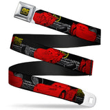 Cars 95 Full Color Black Yellow-Fade Seatbelt Belt - Lightning McQueen Poses/95/Tread Black/Gray/Yellow/Red Webbing