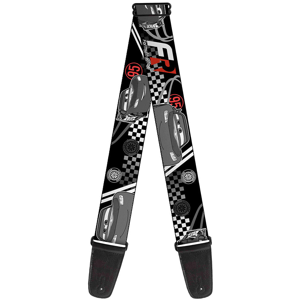 Guitar Strap - Lightning McQueen Poses FR 95 Checker Black White Red