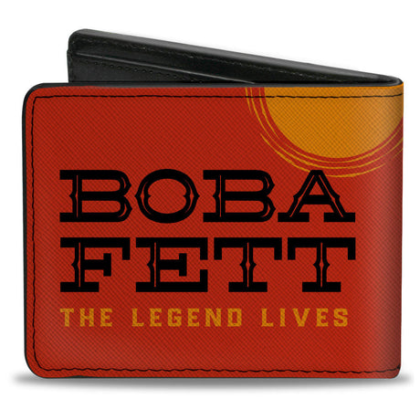 Bi-Fold Wallet - Star Wars The Book of Boba Fett THE LEGEND LIVES Tattooine Silhouette Red Orange Black