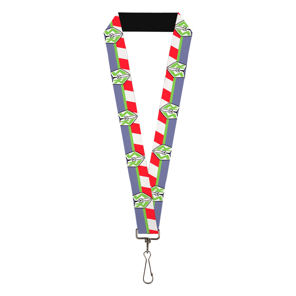 Lanyard - 1.0" - Toy Story Buzz Lightyear Space Ranger Logo Striping Red White Green Purple