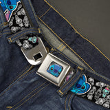 Stitch Face CLOSE-UP Full Color Seatbelt Belt - Stitch Poses/Mini Scrump Scattered Webbing