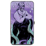 Hinged Wallet - The Little Mermaid Ursula Smiling Sketch Pose Kelp Purples Blues