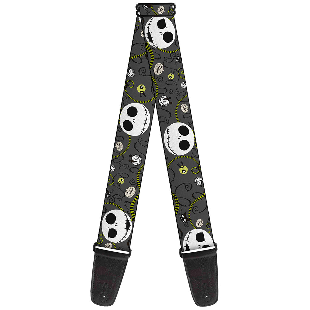 Guitar Strap - Nightmare Before Christmas Jack Expressions Halloween Elements Gray