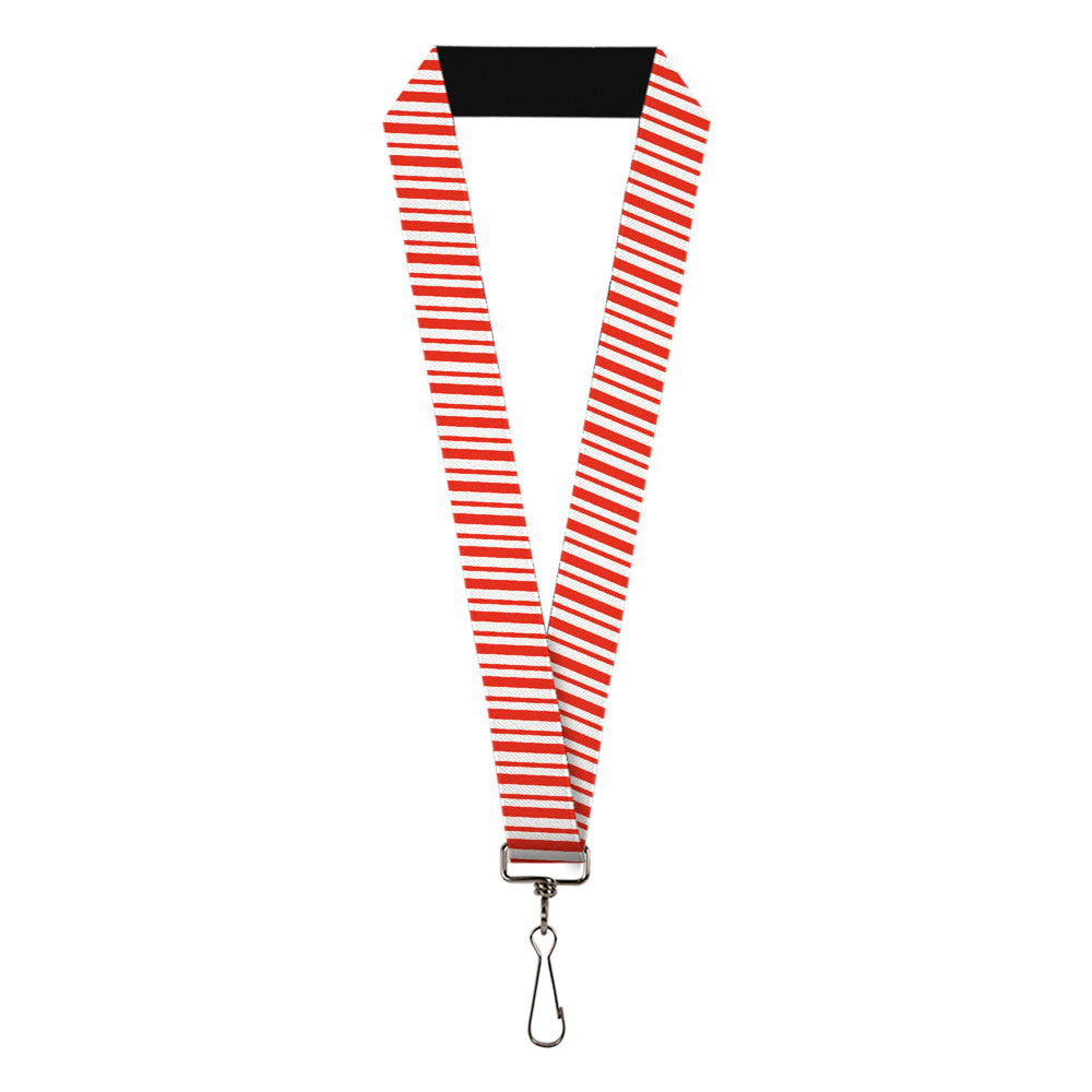 Lanyard - 1.0" - Frosty the Snowman Candy Cane Stripe Red White