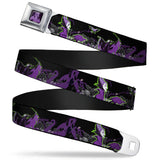 Dragon Maleficent Full Color Black Purple Seatbelt Belt - Maleficent & Diablo Black Roses/Purples Webbing