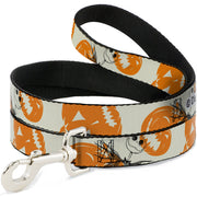 Dog Leash - The Nightmare Before Christmas Jack Pose and Pumpkins Collage Ivory/Orange/Black