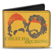 Bi-Fold Wallet - CHEECH & CHONG Faces Silhouette + Logo Joint Weathered Yellow Red Black Green