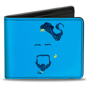 Bi-Fold Wallet - Aladdin 2019 Genie Face + AT YOUR SERVICE Blues Yellow