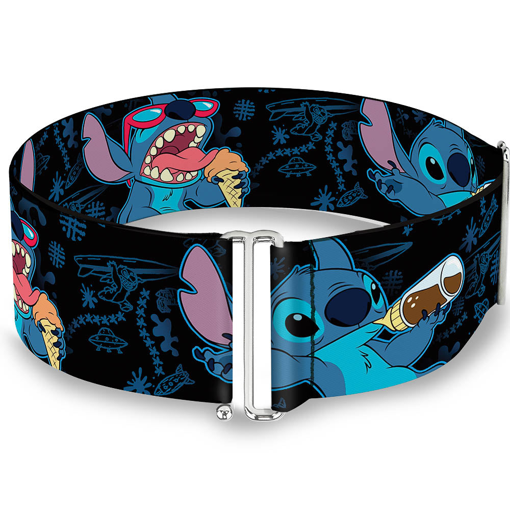 Cinch Waist Belt - Stitch Snacking Poses Black Blue