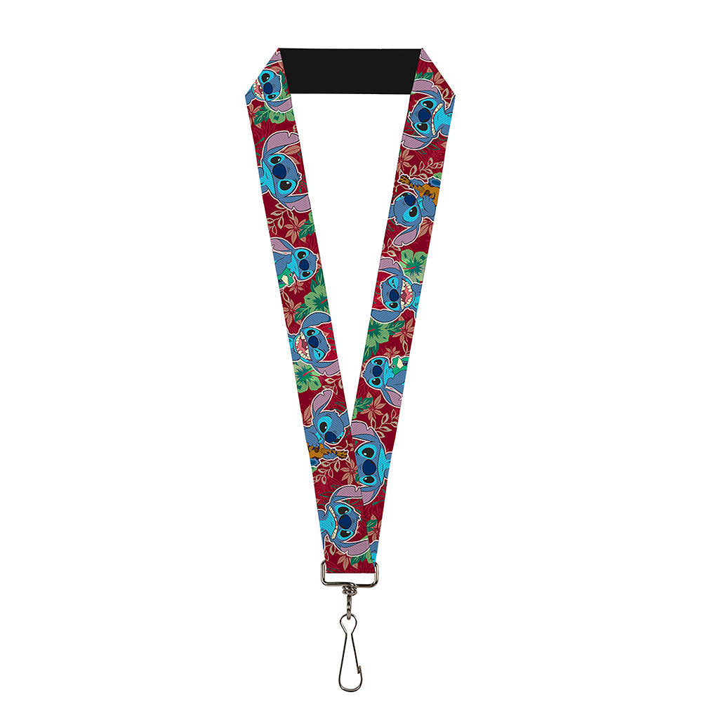 Lanyard - 1.0" - Stitch 6-Expressions Tropical Flora Burgundy Reds Greens