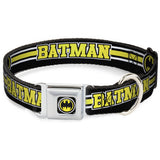 Bat Signal Black/White/Yellow Seatbelt Buckle Collar - BATMAN/Bat Signal Triple Stripe Black/White/Yellow