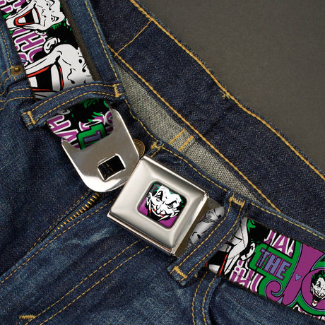 Joker Face Full Color Seatbelt Belt - Joker Face/Logo/Spades Black/White/Purple Webbing