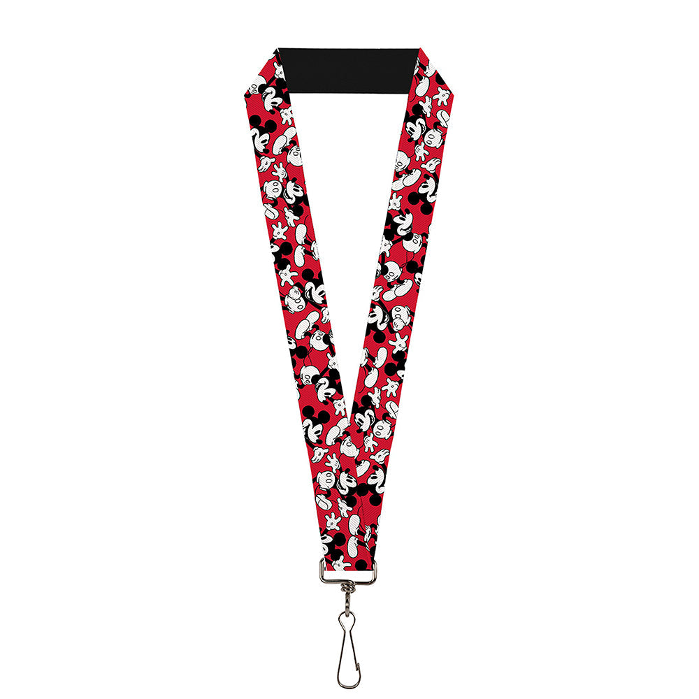 Lanyard - 1.0" - Mickey Mouse Poses Scattered Red Black White