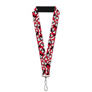 Lanyard - 1.0" - Mickey Mouse Poses Scattered Red Black White